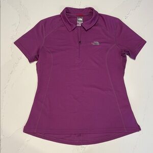 TNF The North Face Woman Short Sleeve Polo 1/4 Zip Short Sleeve Purple Sz Large